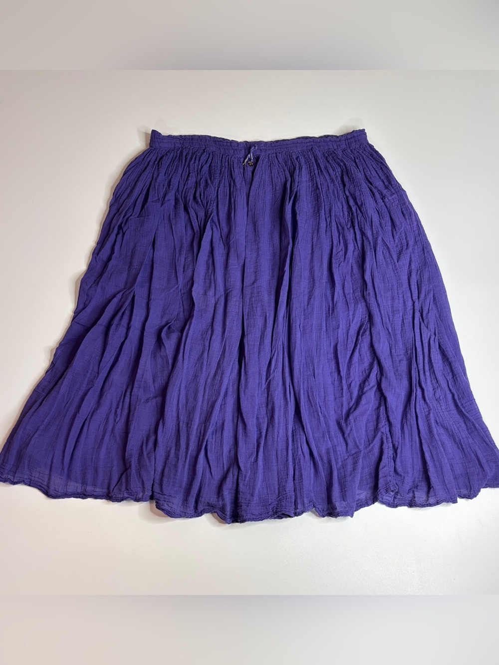 Short Circuit Purple Boho Gauze Skirt Drawstring Waist Festival Made in India